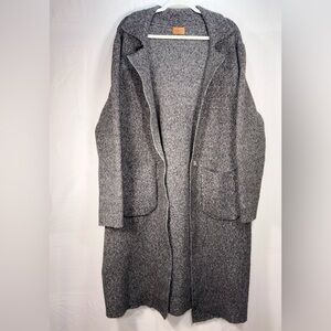 POL Women’s Gray Long Sleeve Collared Chunky Knit Long Cardigan Coat Size Large